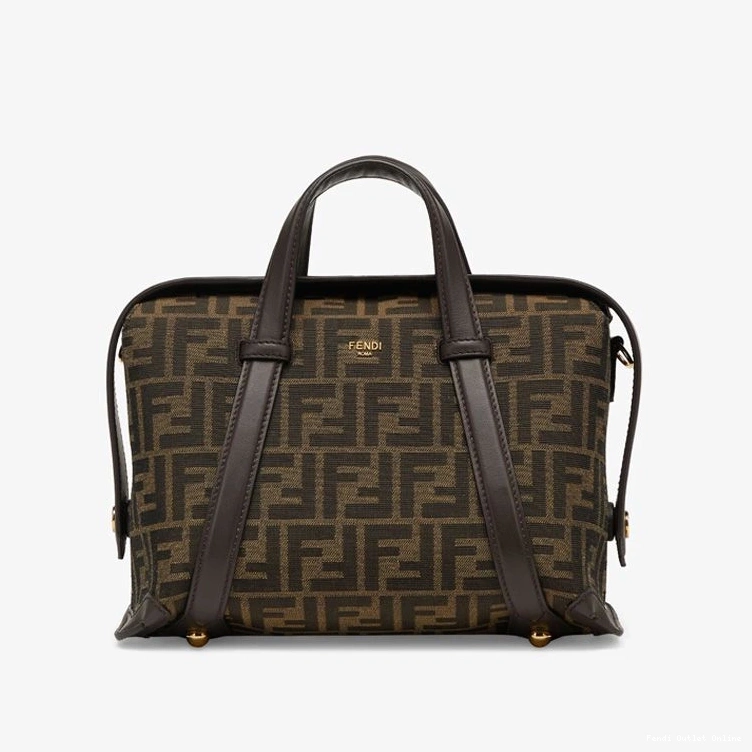 Affordable In Motif Fabric 365 FF Medium Boston Brown Fendi Bag 0807